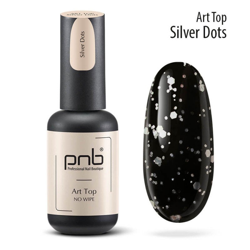 PNB Top Coat No Wipe - Silver Dots - 8ml