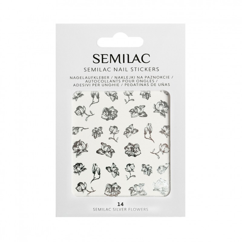 Stickers para uñas Semilac - 14 Silver Flowers